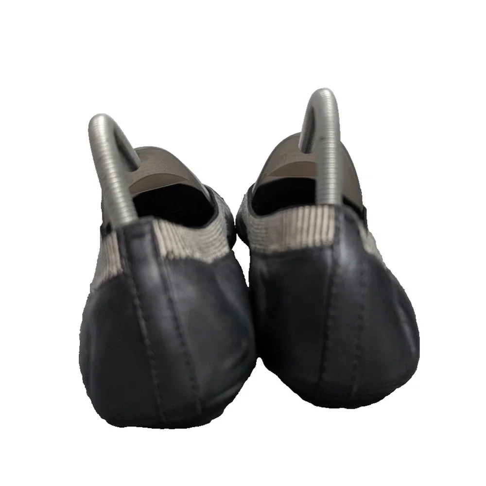Tory Burch Gabby Scrunch Ballet Flat Women 10 Black Leather Minimal Quiet Luxe